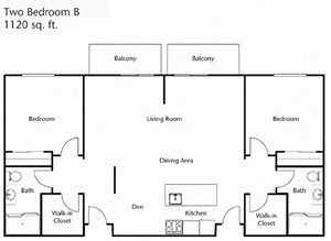 Two bedroom Two bathroom Floor Plan at Cogir of Rohnert Park, California, 94928